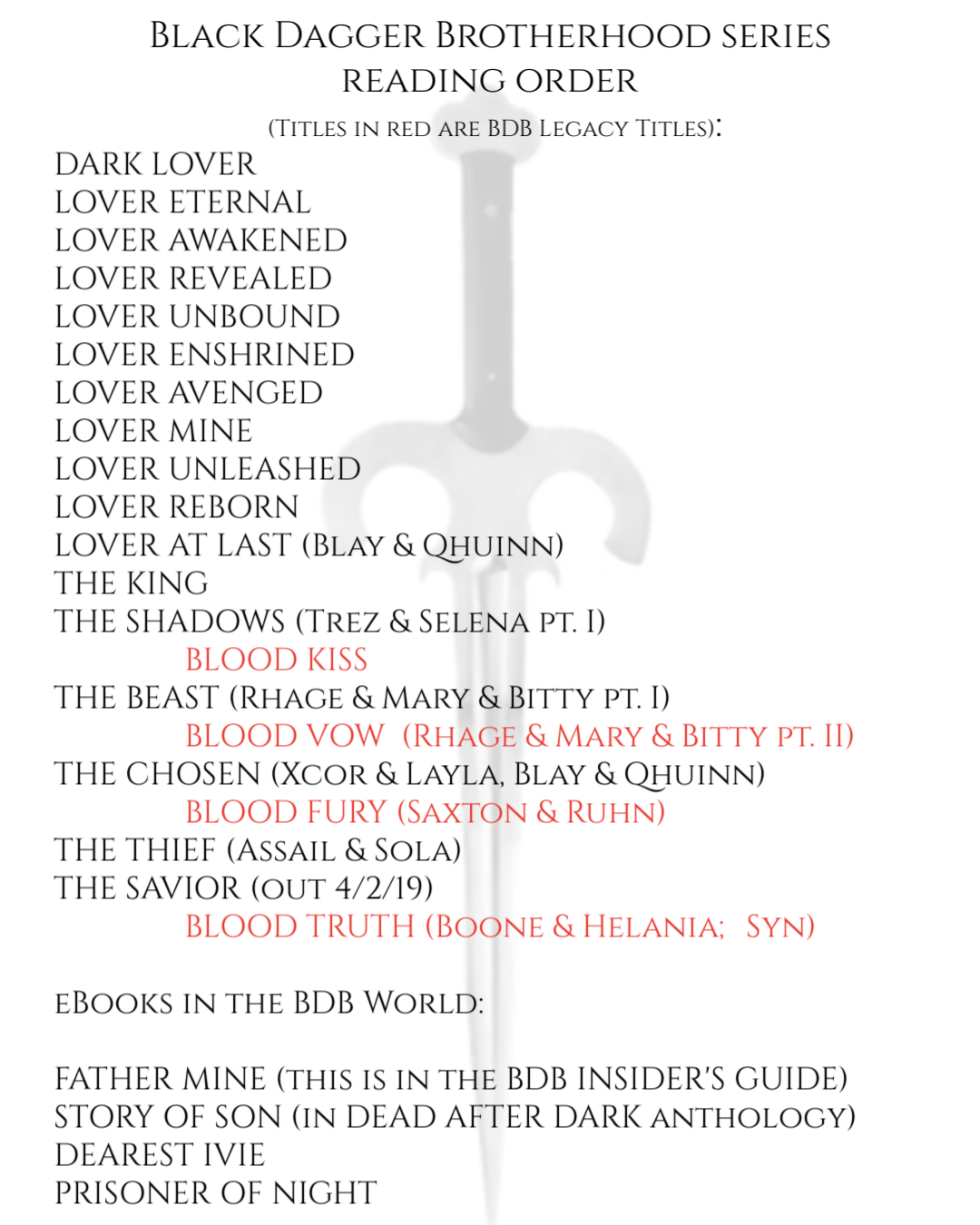 The Black Dagger Brotherhood Series In Order Plmtop
